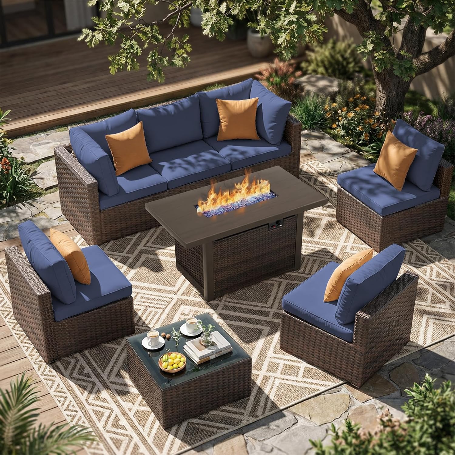Outdoor Furniture Deals - 8피스 파티오 가구 세트, 44인치 프로판