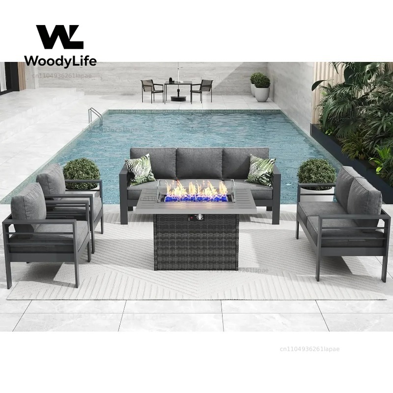 Outdoor Furniture Fire Pit Set - L5 모던 알루미늄 파티오 가구 세트