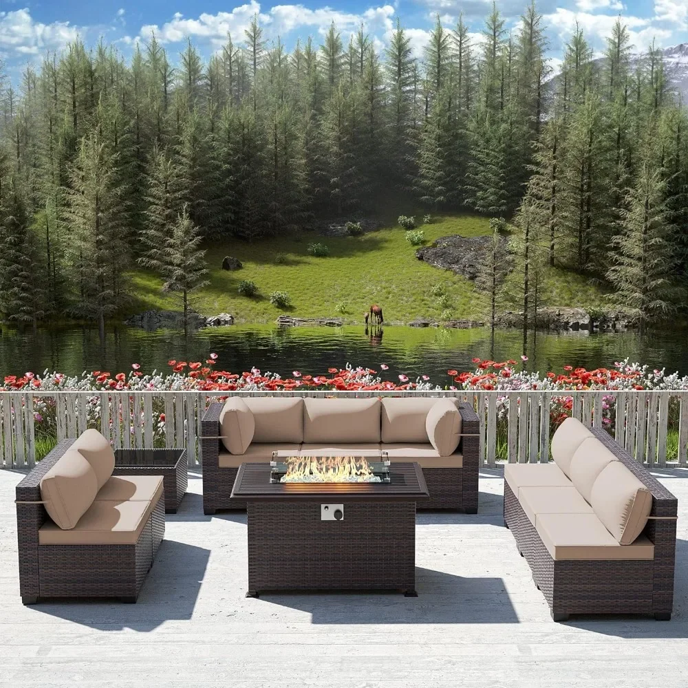 Outdoor Furniture Fire Pit Set - -프로판 화덕 테이블이 포함된 파티오 가구