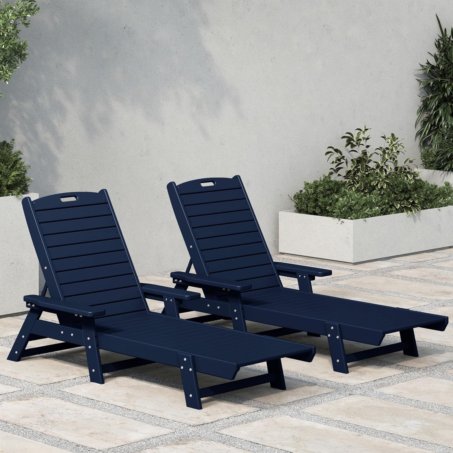 Outdoor Furniture Lounge Set - 말리부 폴리 리클라이닝 긴 의자 라운지(2개