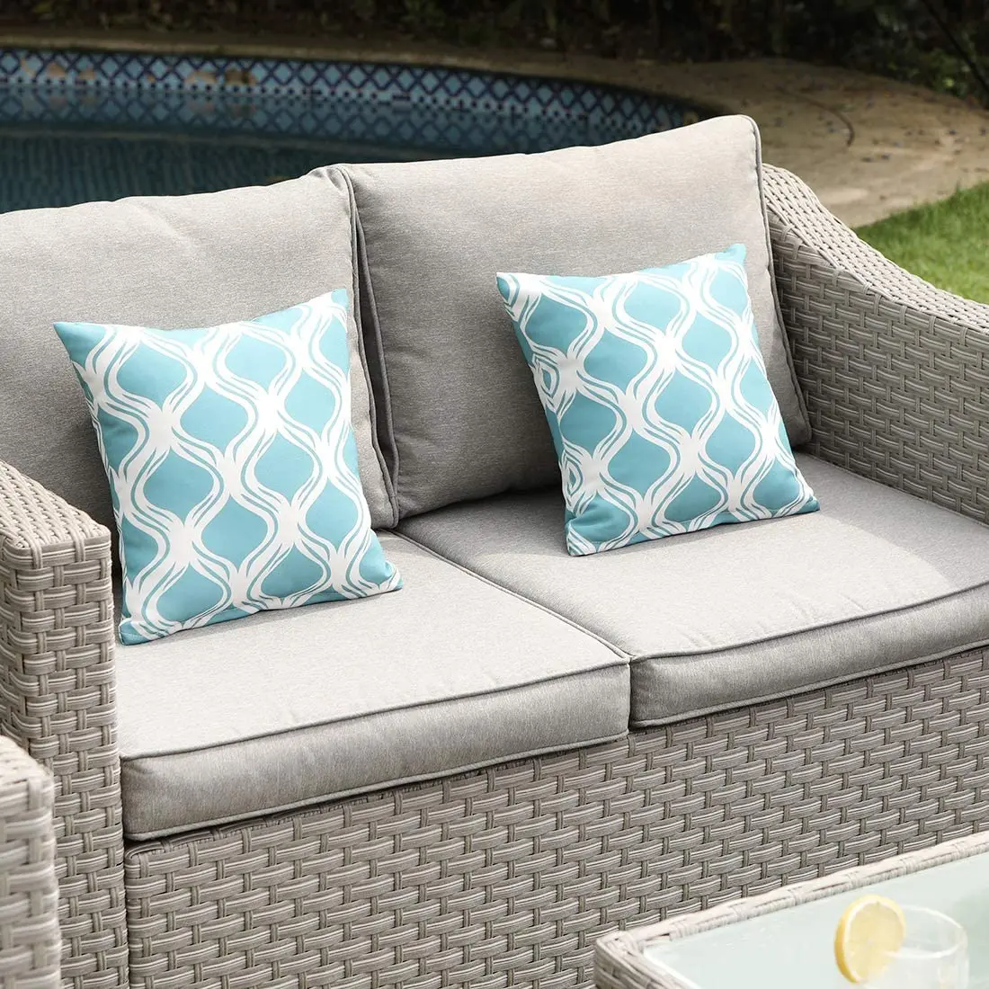 Outdoor Furniture Fire Pit Set - 야외 가구 5피스 위커 섹셔널 소파