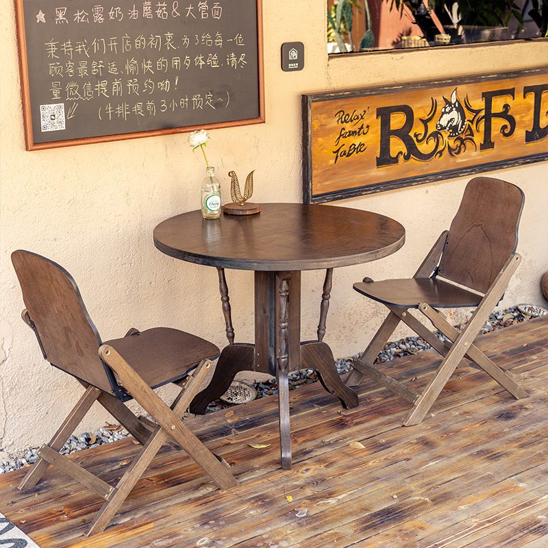 Outdoor Furniture Shop - 레트로 식탁 원형 테이블 및 의자