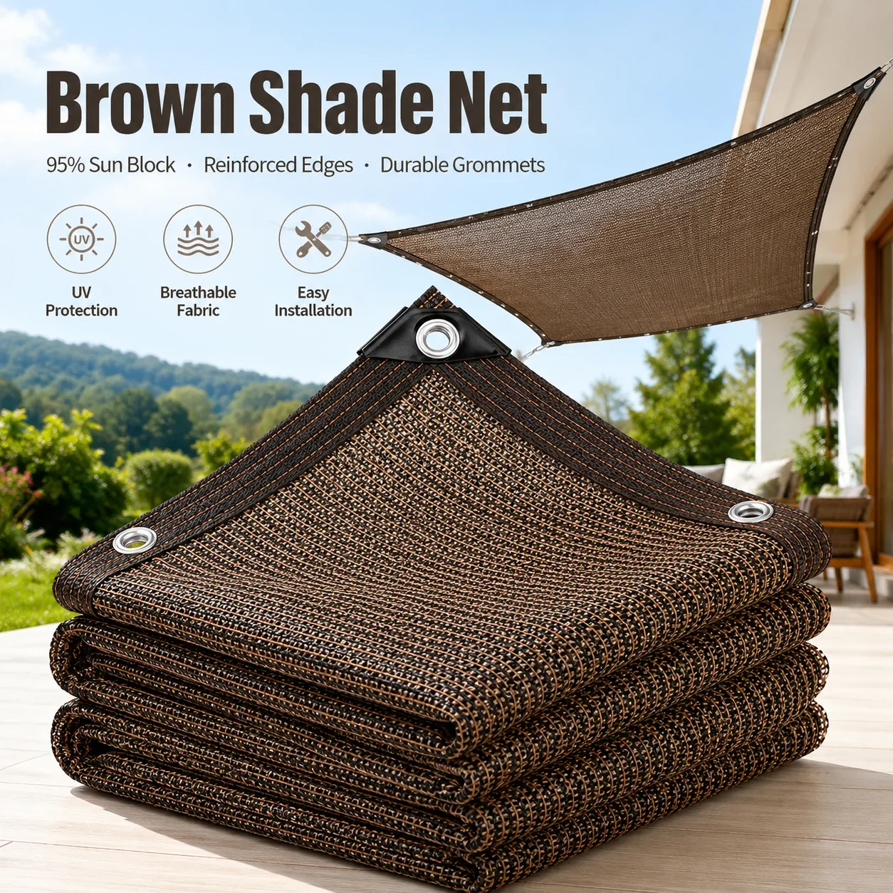 Outdoor Furniture Hdpe - 대형 안뜰 차양망 – 커피색, 내구성이