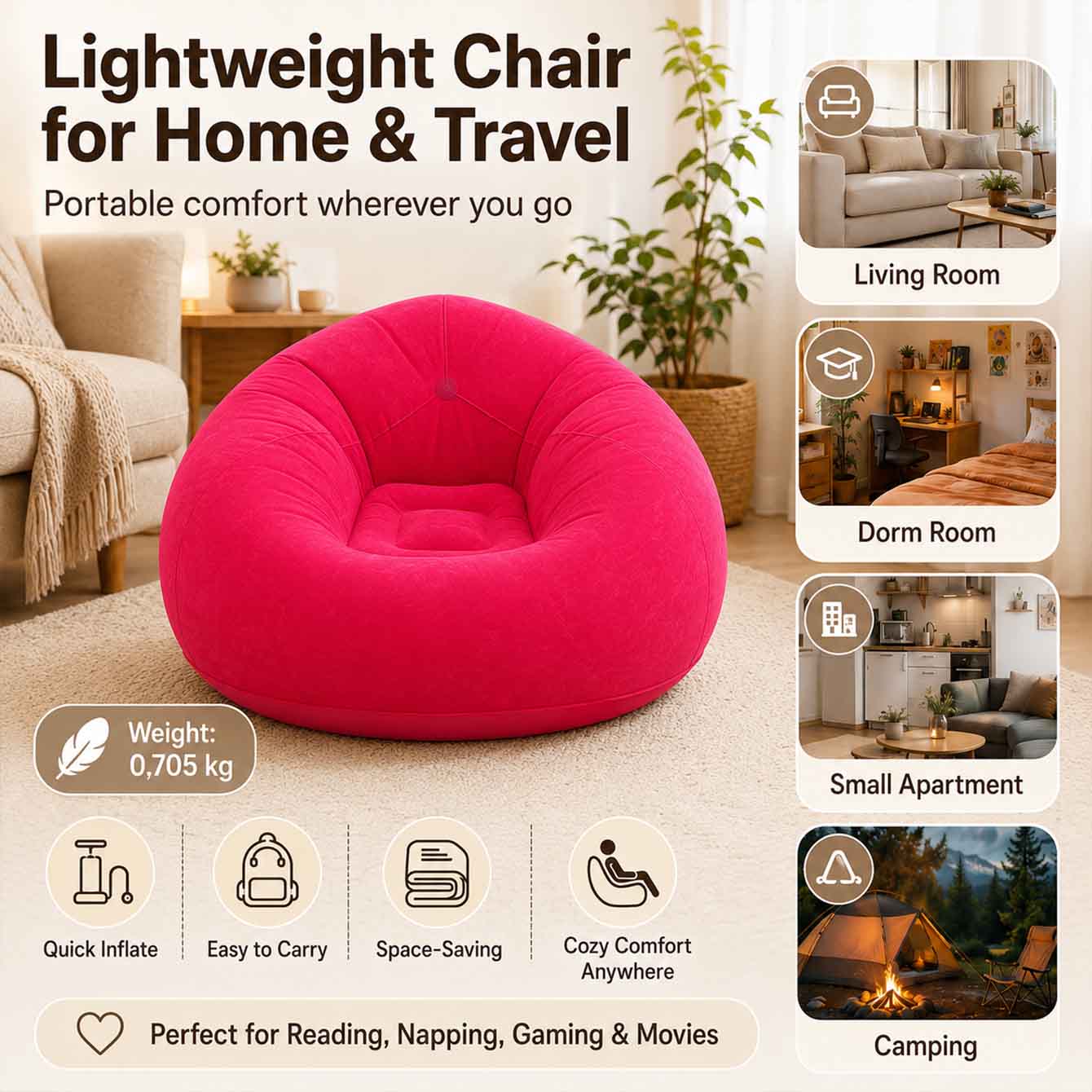 1PC 에어 빈백 의자 야외용 풍선 캠핑 의자 에어 라 - Outdoor Furniture Lounge Set 리뷰 및 가격