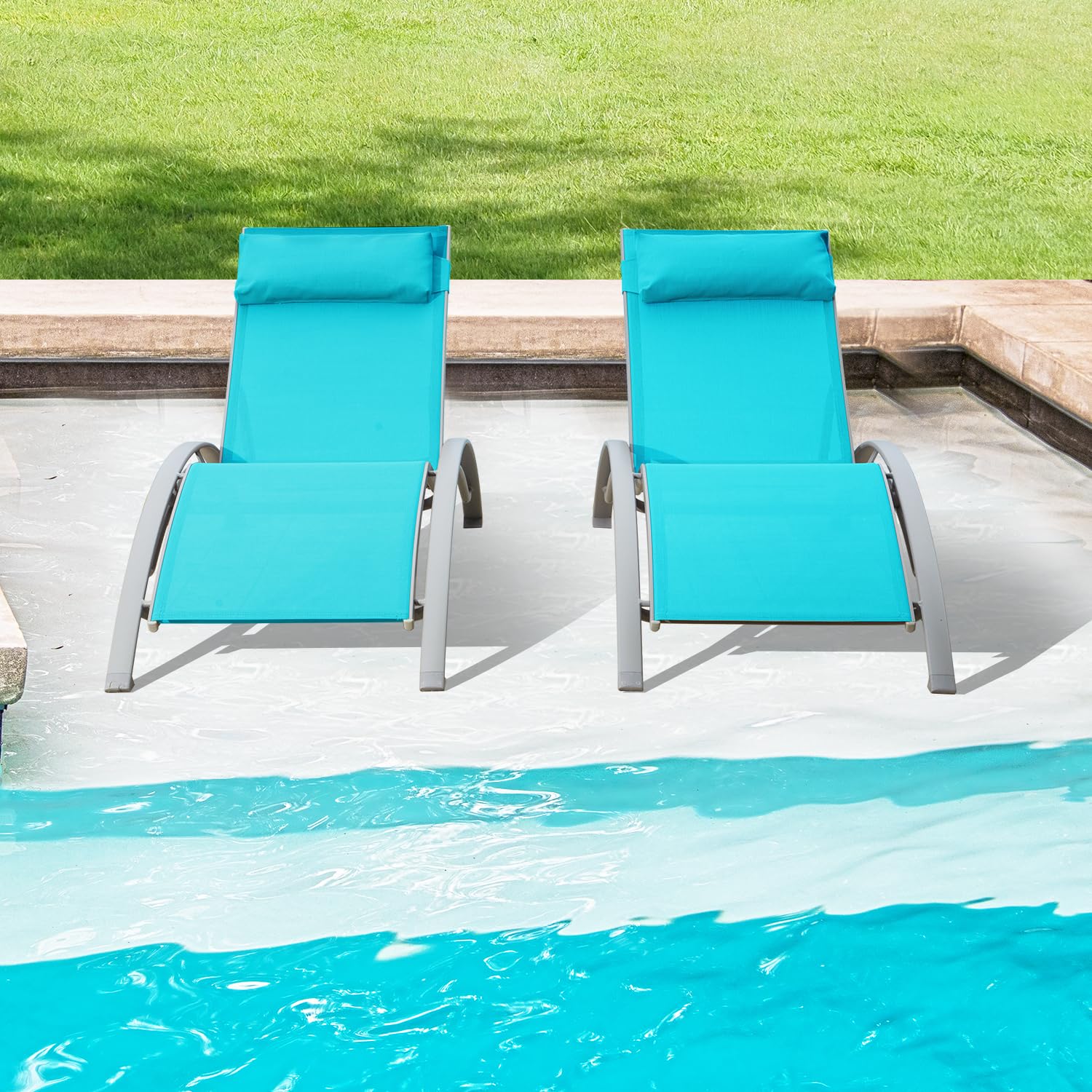 알루미늄 야외용 선라운저, 전천후 풀사이드 데크 잔디밭 - Deck Chair Lounger 리뷰 및 가격