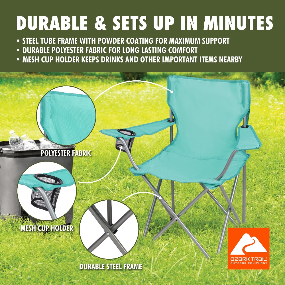 컵홀더가 있는 접이식 쿼드 캠핑 의자, 해변 낚시 정원 - Outdoor Furniture Used 리뷰 및 가격