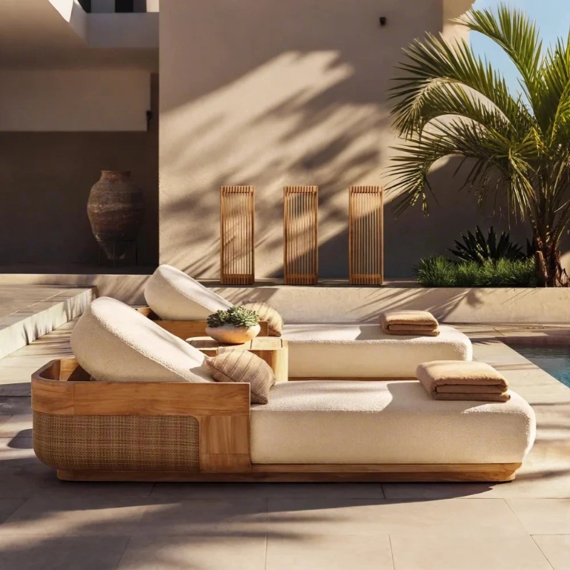 선비치 라운지 의자 & 데이베드 세트, 티크 나무 라탄 - Outdoor Daybed Sofa 리뷰 및 가격