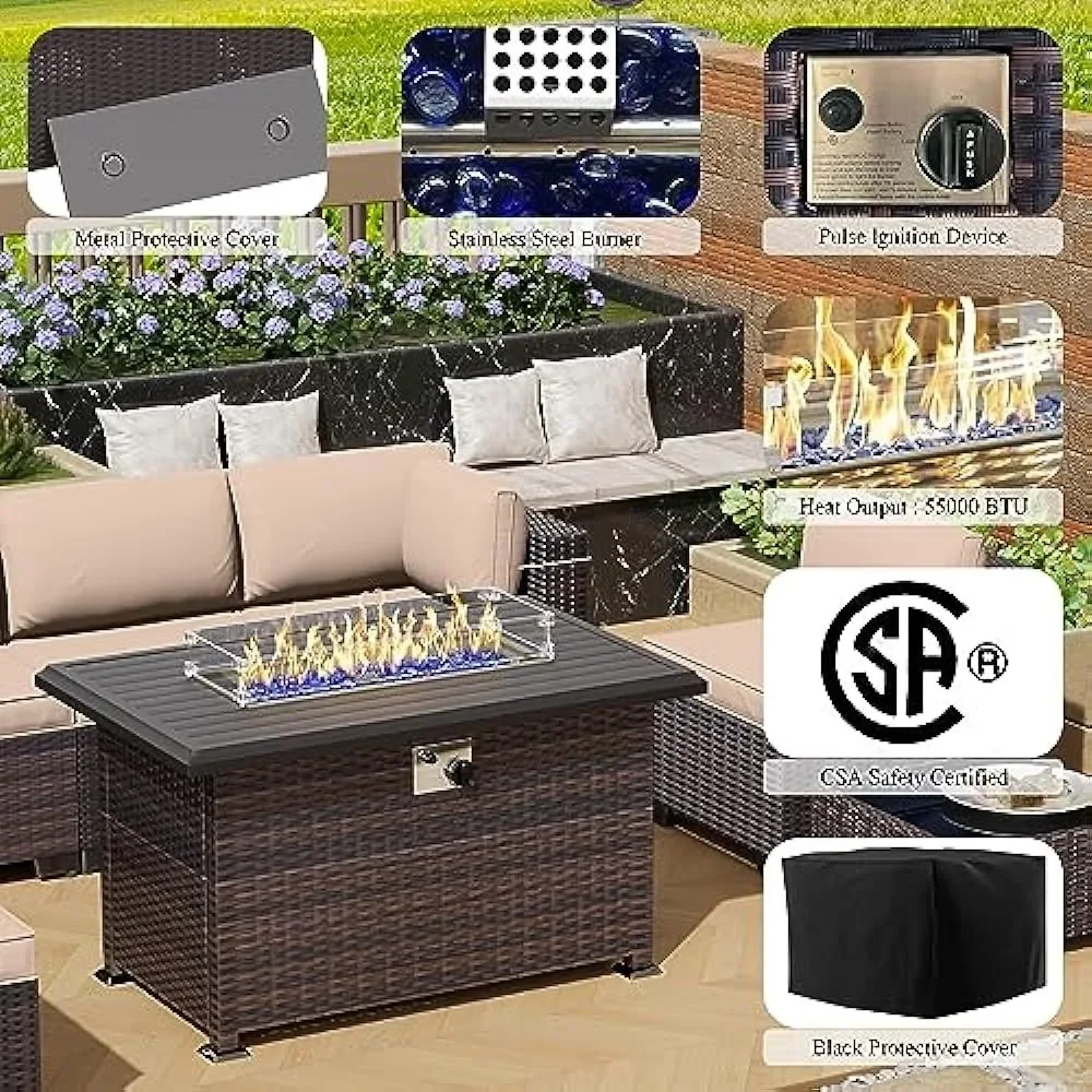 -프로판 화덕 테이블이 포함된 파티오 가구 세트, 10 - Outdoor Furniture Fire Pit Set 리뷰 및 가격