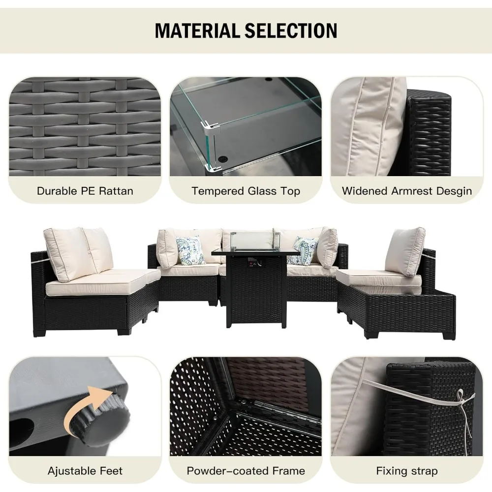 8피스 파티오 가구 라탄 위커 야외 섹셔널 소파(28인 - Outdoor Furniture Fire Pit Set 리뷰 및 가격