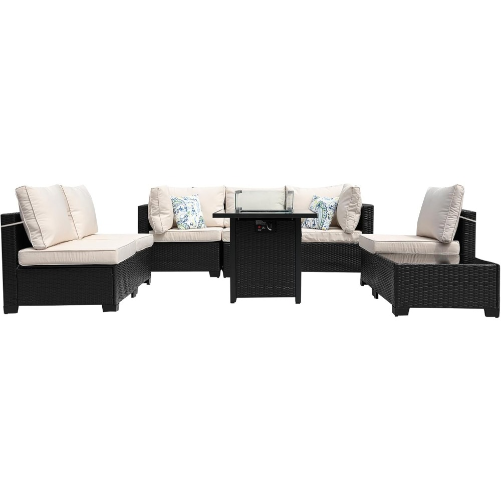 8피스 파티오 가구 라탄 위커 야외 섹셔널 소파(28인 - Outdoor Furniture Fire Pit Set 리뷰 및 가격