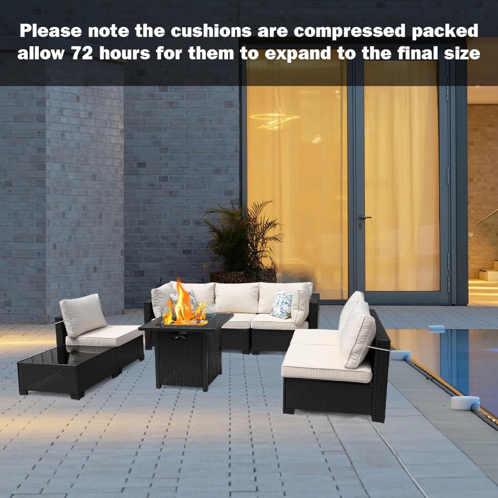 8피스 파티오 가구 라탄 위커 야외 섹셔널 소파(28인 - Outdoor Furniture Fire Pit Set 리뷰 및 가격