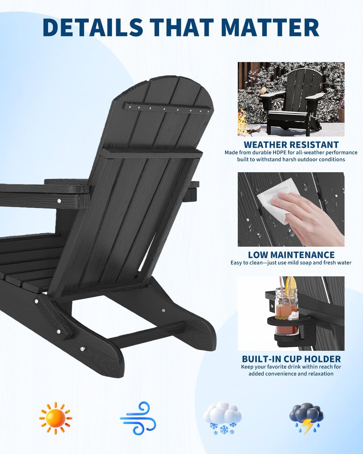 접이식 아디론닥 의자 HDPE 플라스틱 야외 파티오 의 - Deck Chair Lounger 리뷰 및 가격