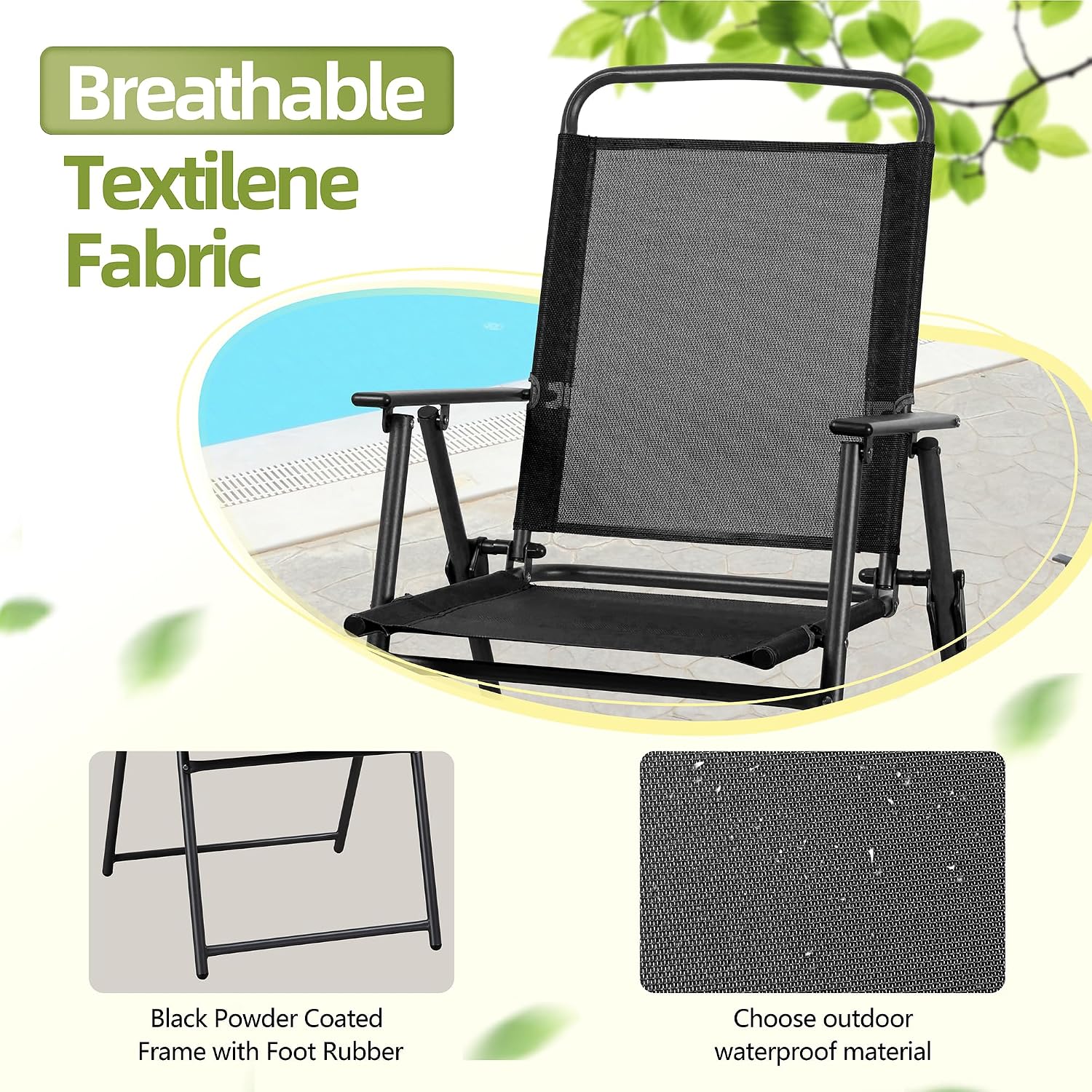 금속 파티오 식탁 세트, 접이식 의자 및 강화 유리 테 - Outdoor Furniture Deals 리뷰 및 가격