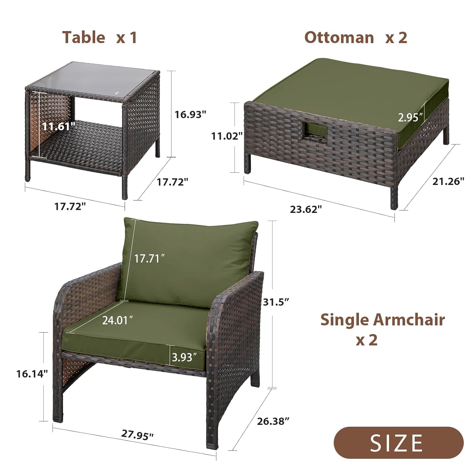 5피스 PE 라탄 파티오 세트 야외 라운지 의자 오토만 - Outdoor Furniture Lounge Chair 리뷰 및 가격