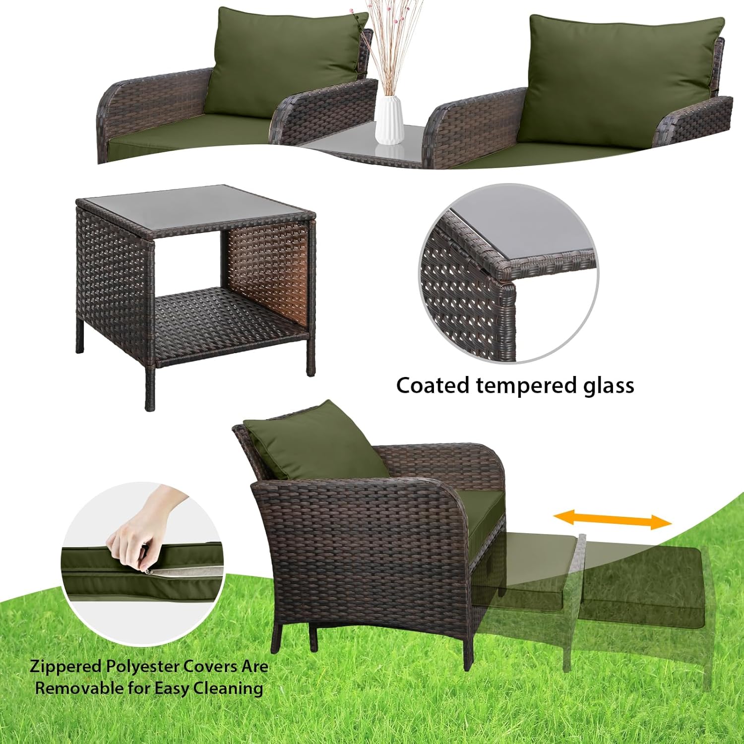 5피스 PE 라탄 파티오 세트 야외 라운지 의자 오토만 - Outdoor Furniture Lounge Chair 리뷰 및 가격