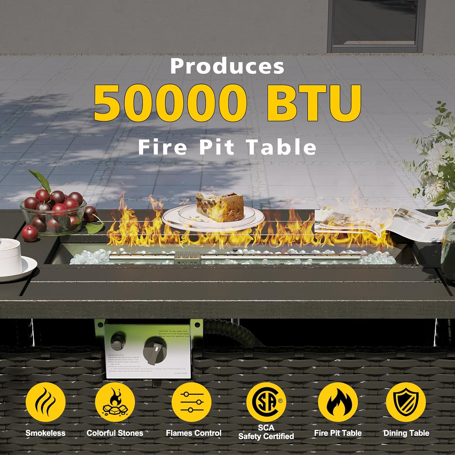 파티오 가구 세트(화덕 테이블 포함), 8피스 야외 섹 - Outdoor Furniture Fire Pit Set 리뷰 및 가격