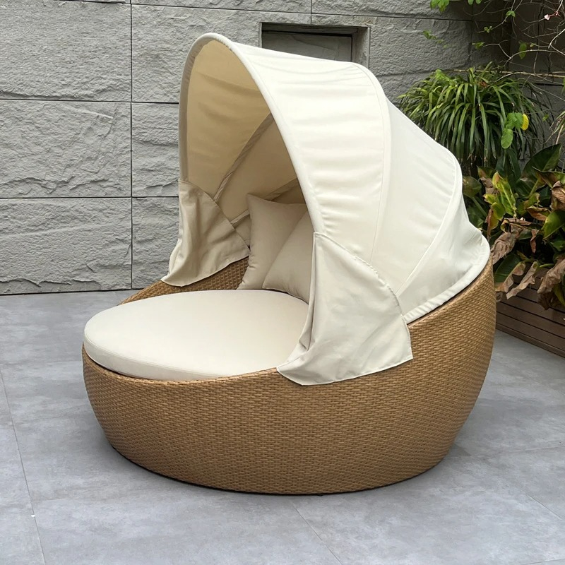 데이베드, 자외선 차단 녹 방지 원형, 위커 라운지 소 - Outdoor Daybed Sofa 리뷰 및 가격
