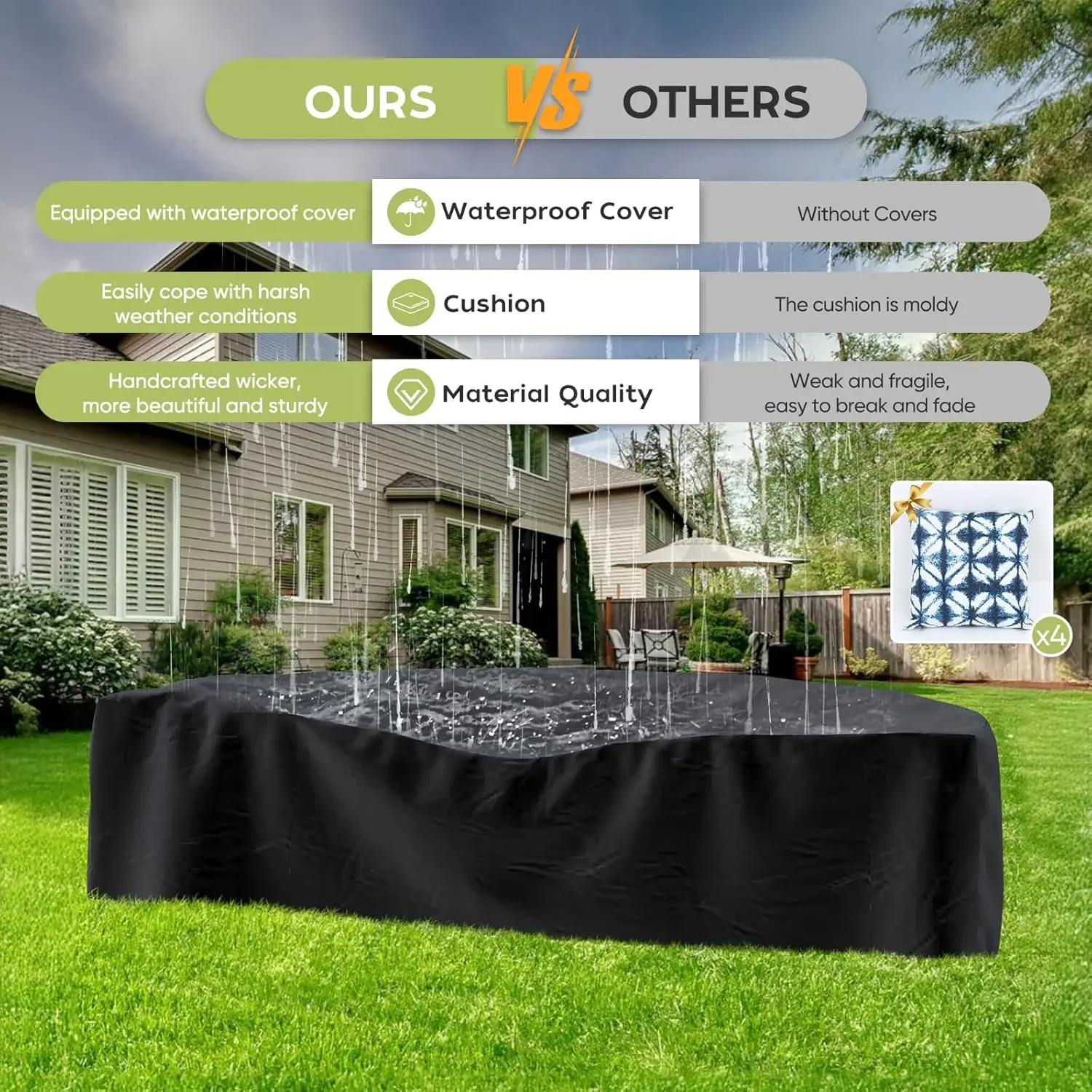 32인치 화덕 테이블, 11피스 반달형 곡선 야외 섹셔 - Outdoor Furniture Fire Pit Set 리뷰 및 가격