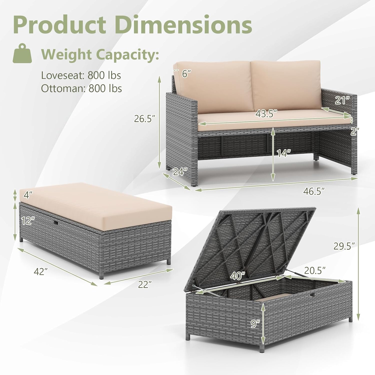 위커 파티오 데이베드 러브시트 오토만 쿠션 2피스 수영 - Outdoor Daybed Sofa 리뷰 및 가격