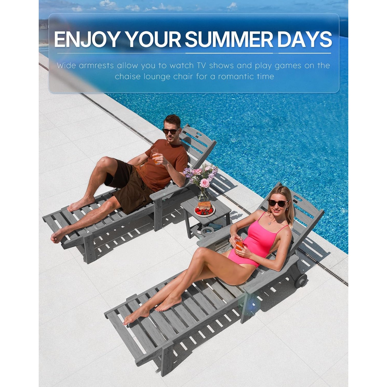 바퀴가 달린 야외용 파티오 긴 의자 라운지 의자, 나무 - Outdoor Furniture Hdpe 리뷰 및 가격