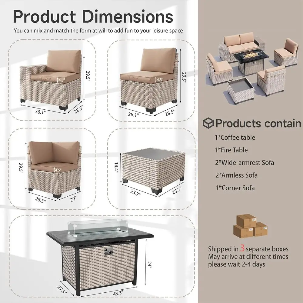 7피스 야외 파티오 가구 세트(화덕 포함), 유리 커피 - Outdoor Furniture Fire Pit Set 리뷰 및 가격