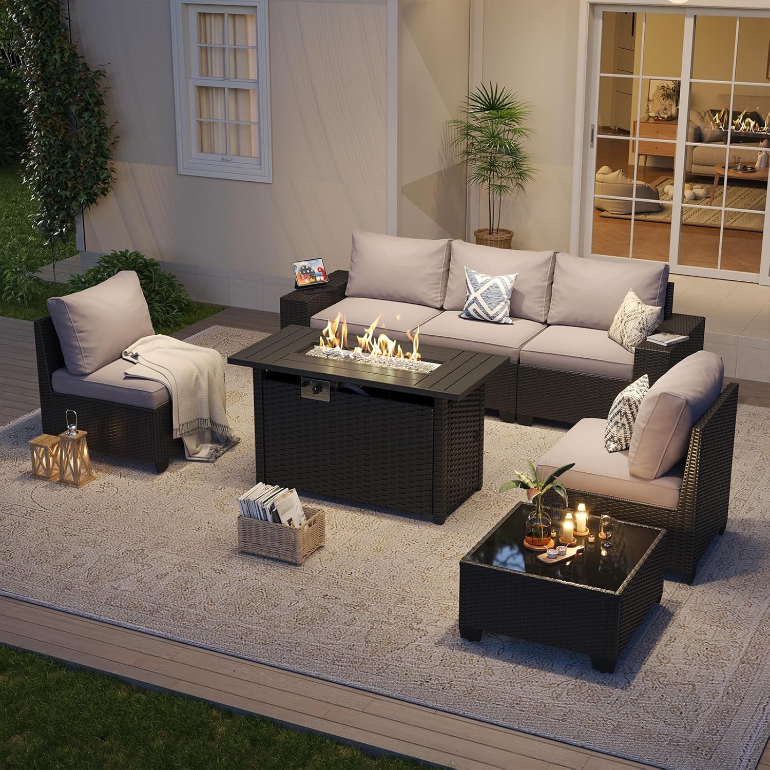 야외 파티오 가구 세트(44인치 화덕 테이블 포함),  - Outdoor Furniture Fire Pit Set 리뷰 및 가격
