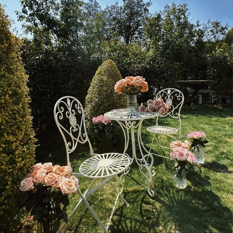 프랑스 빈티지 철제 테이블 및 의자, 속이 빈 카페 정 - Outdoor Furniture Iron 리뷰 및 가격