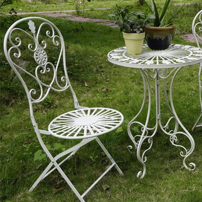 프랑스 빈티지 철제 테이블 및 의자, 속이 빈 카페 정 - Outdoor Furniture Iron 리뷰 및 가격
