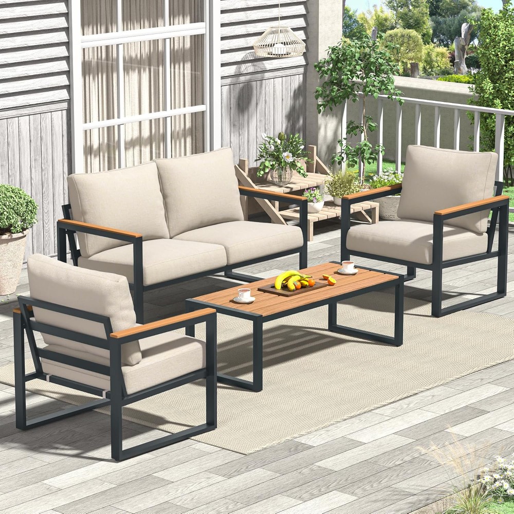 독점 특가 상품 4피스 야외 파티오 가구 세트(커피 테 - Outdoor Furniture Deals 리뷰 및 가격