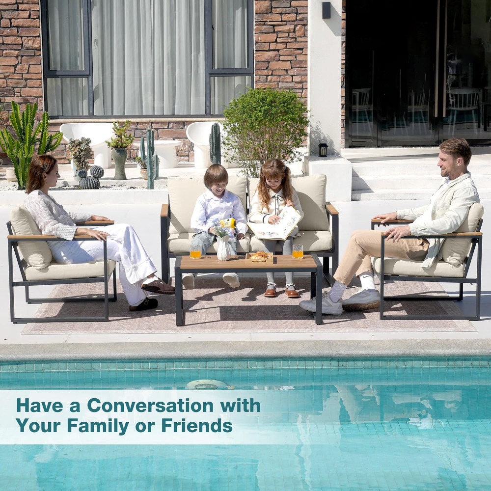 독점 특가 상품 4피스 야외 파티오 가구 세트(커피 테 - Outdoor Furniture Deals 리뷰 및 가격