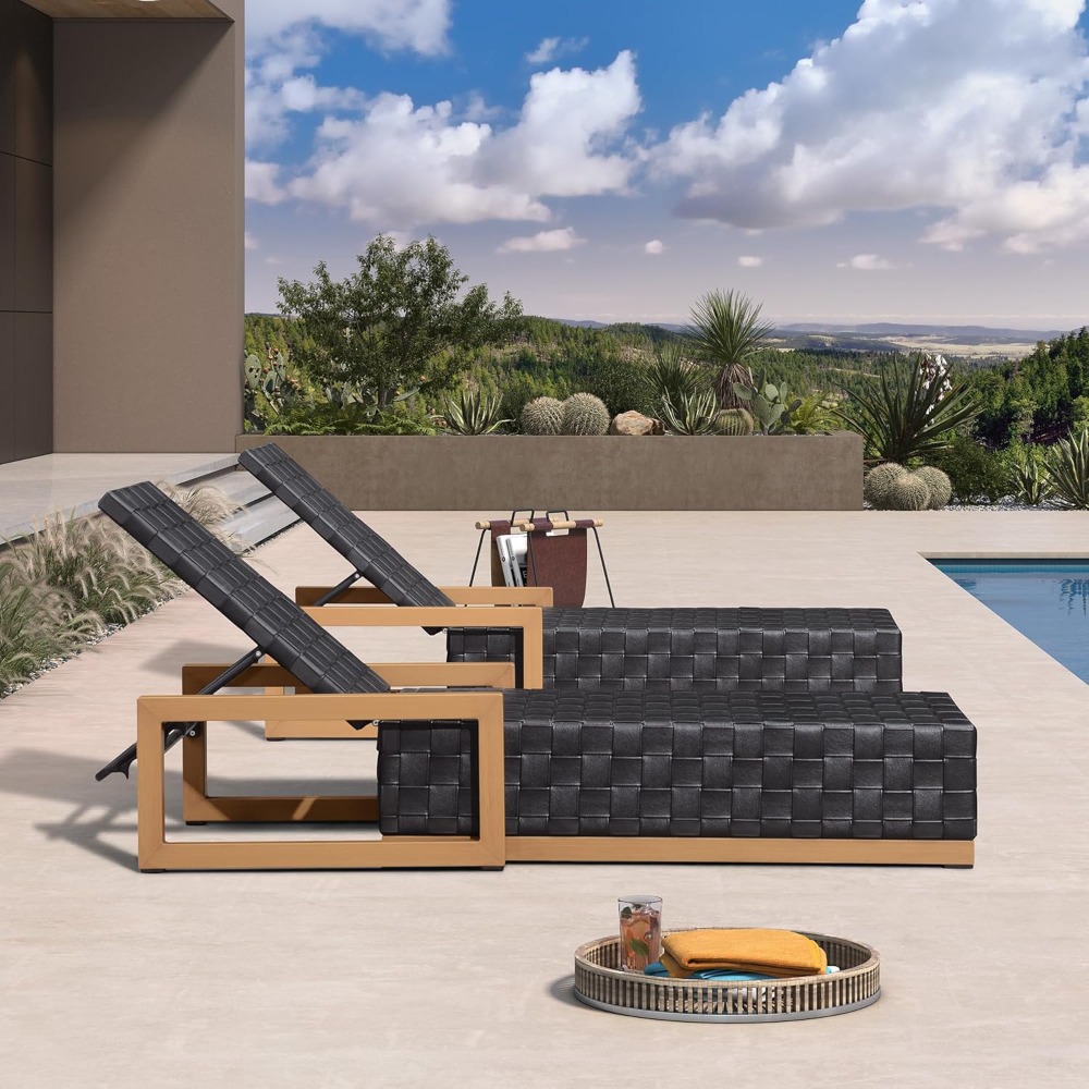 야외용 긴 의자 라운지 세트 2개, PU 가죽 파티오  - Outdoor Furniture Lounge Set 리뷰 및 가격