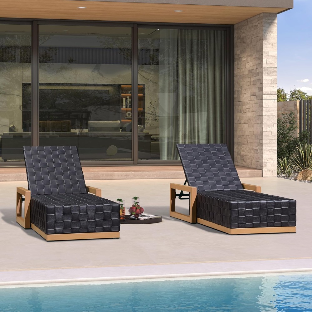 야외용 긴 의자 라운지 세트 2개, PU 가죽 파티오  - Outdoor Furniture Lounge Set 리뷰 및 가격