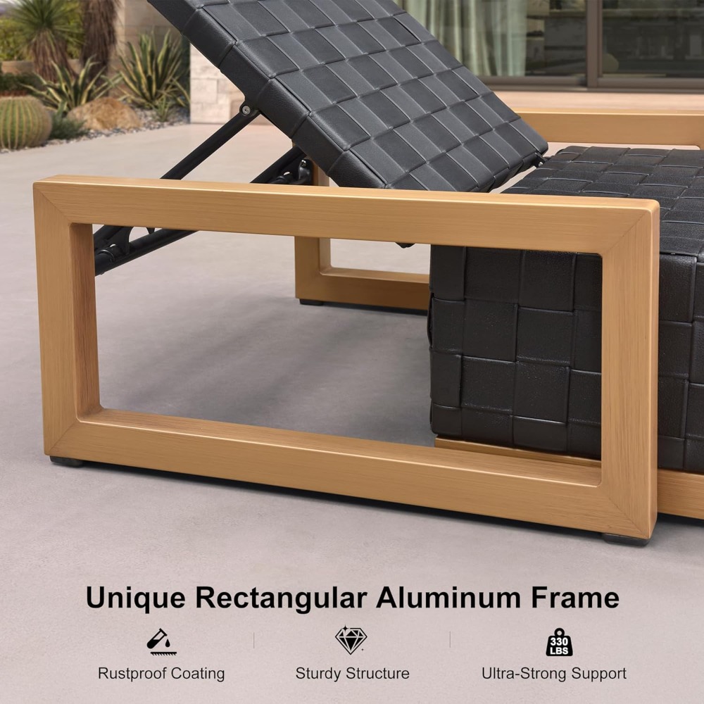 야외용 긴 의자 라운지 세트 2개, PU 가죽 파티오  - Outdoor Furniture Lounge Set 리뷰 및 가격