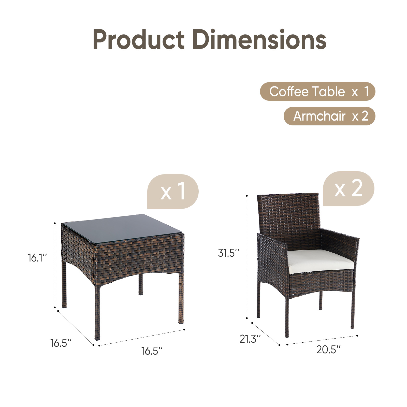 JHK 대형 3피스 야외 파티오 가구 세트, 전천후 위 - Outdoor Furniture Deals 리뷰 및 가격
