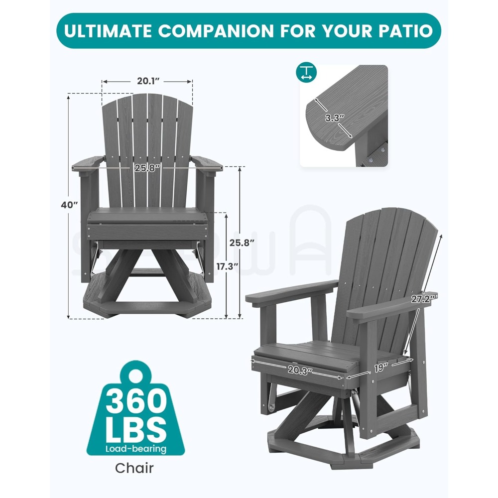 아디론닥 회전식 글라이더 의자, HDPE 야외 글라이더 - Outdoor Furniture Hdpe 리뷰 및 가격