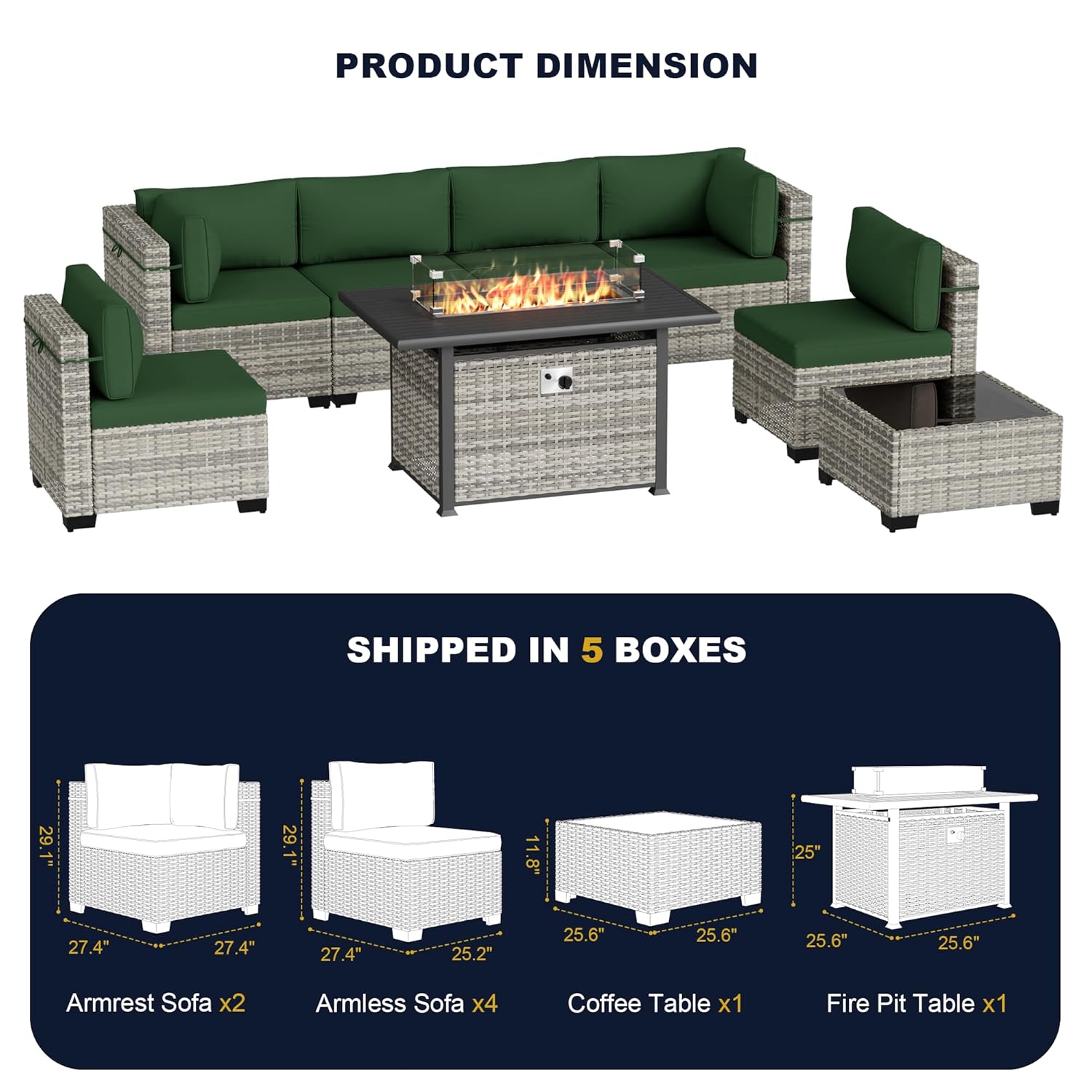 8피스 야외 파티오 가구 세트(55,000 BTU 화덕 - Outdoor Furniture Fire Pit Set 리뷰 및 가격