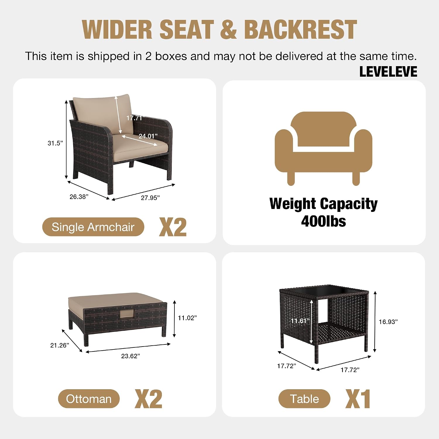 파티오 5피스 대화용 가구 세트, 두꺼운 소프트 쿠션이 - Outdoor Furniture Deals 리뷰 및 가격