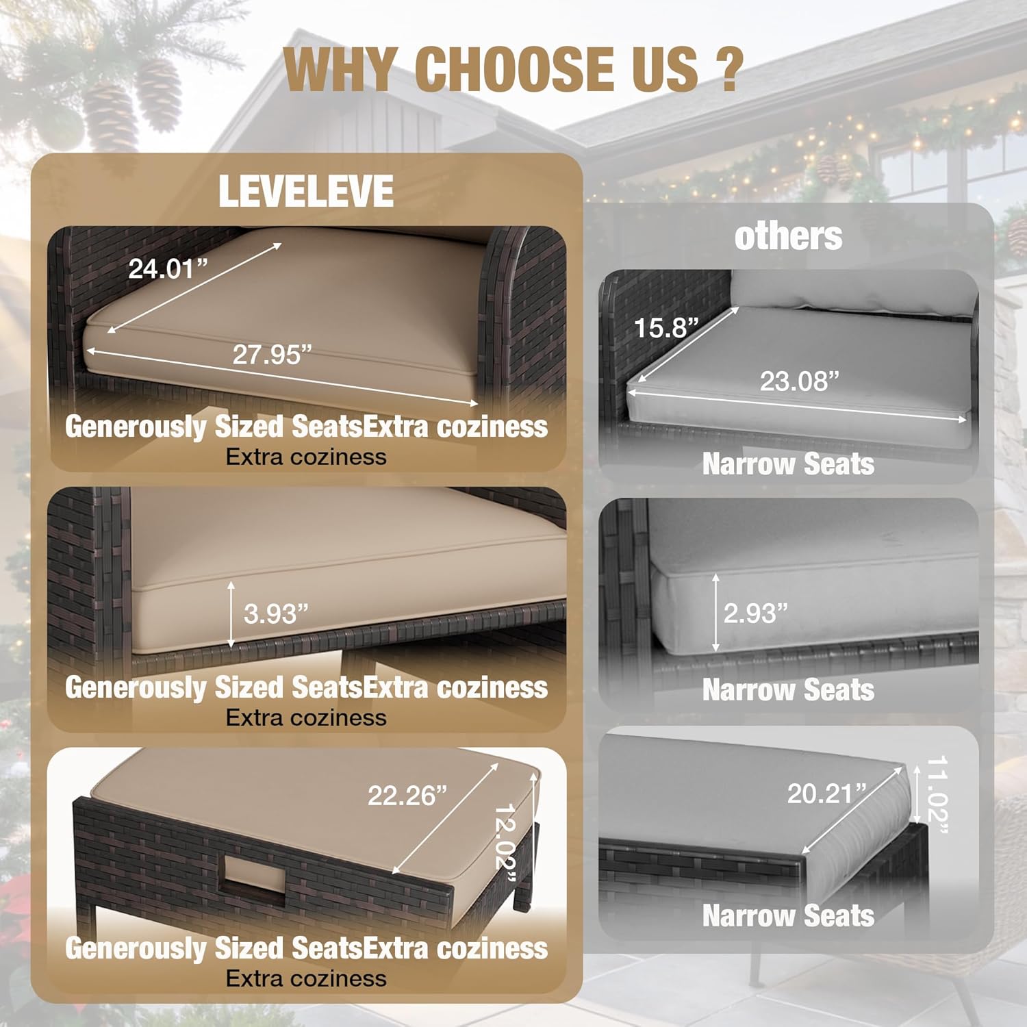 파티오 5피스 대화용 가구 세트, 두꺼운 소프트 쿠션이 - Outdoor Furniture Deals 리뷰 및 가격