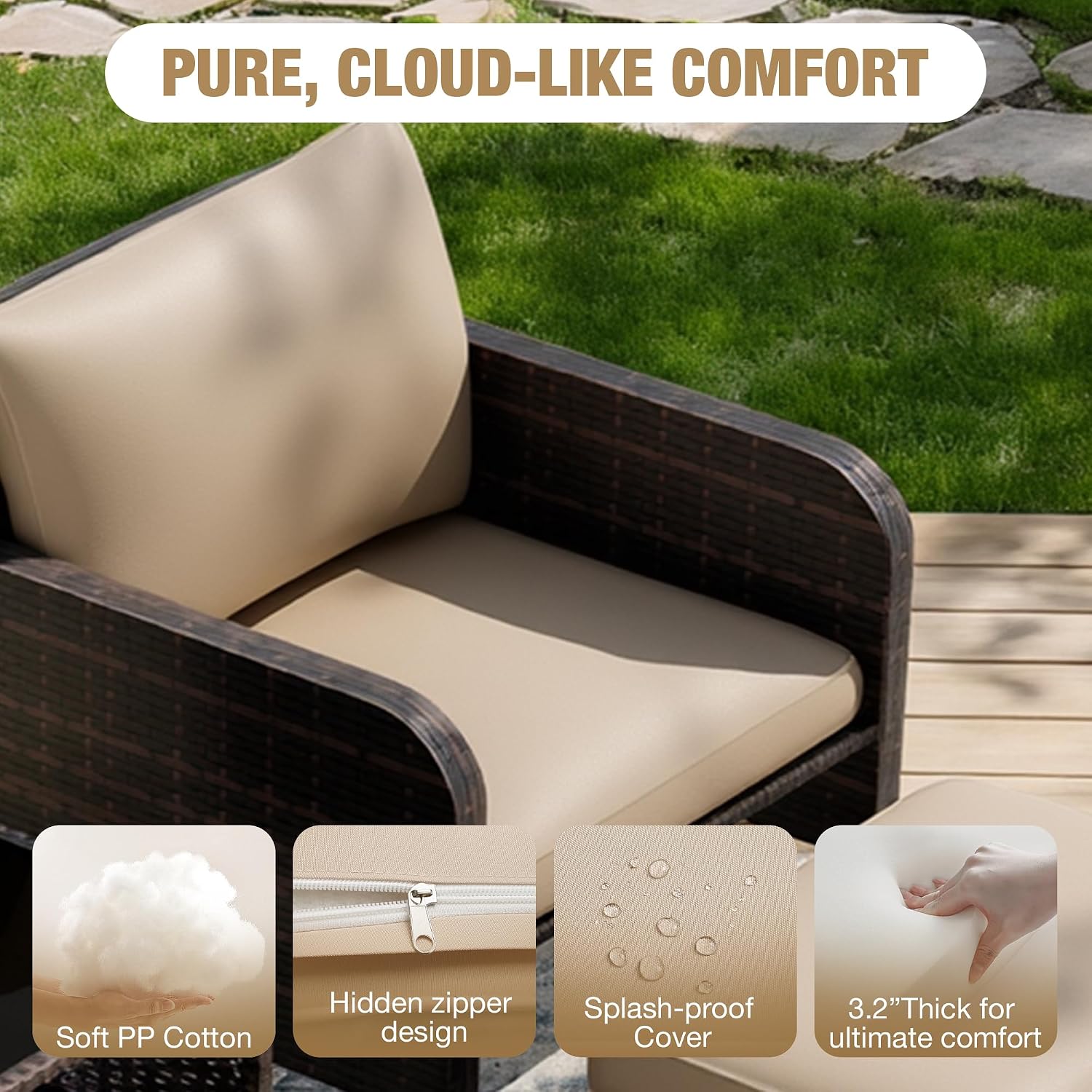 파티오 5피스 대화용 가구 세트, 두꺼운 소프트 쿠션이 - Outdoor Furniture Deals 리뷰 및 가격