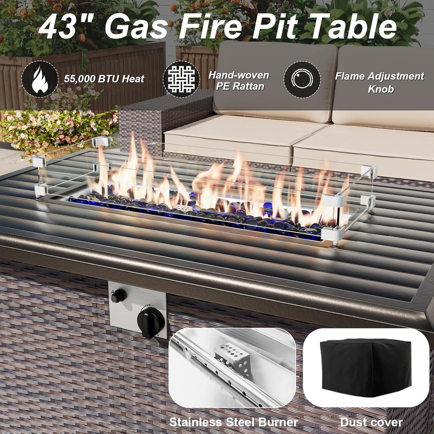 파티오 가구 세트(화덕 테이블 포함, 55000 BTU - Outdoor Furniture Fire Pit Set 리뷰 및 가격
