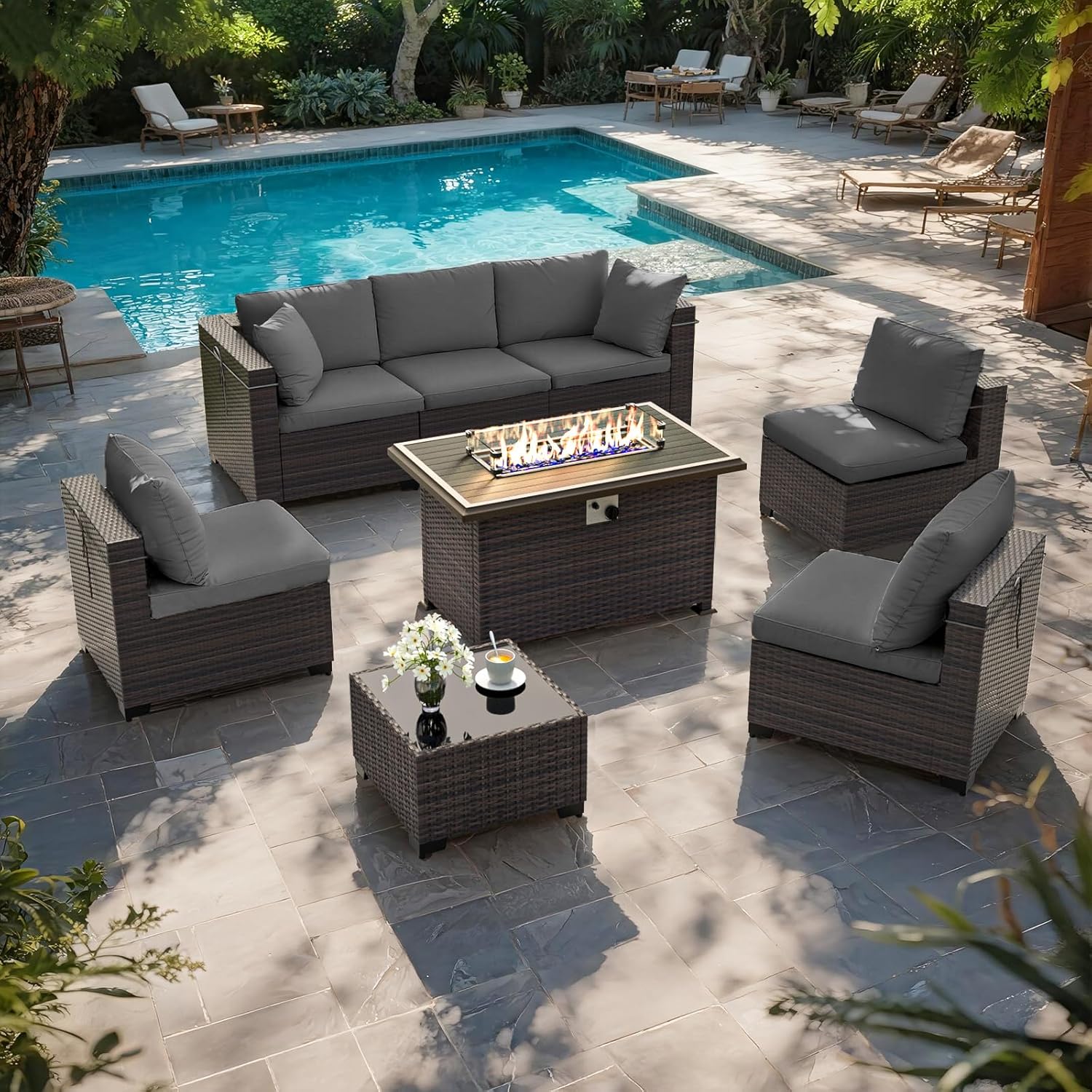 파티오 가구 세트(화덕 테이블 포함, 55000 BTU - Outdoor Furniture Fire Pit Set 리뷰 및 가격
