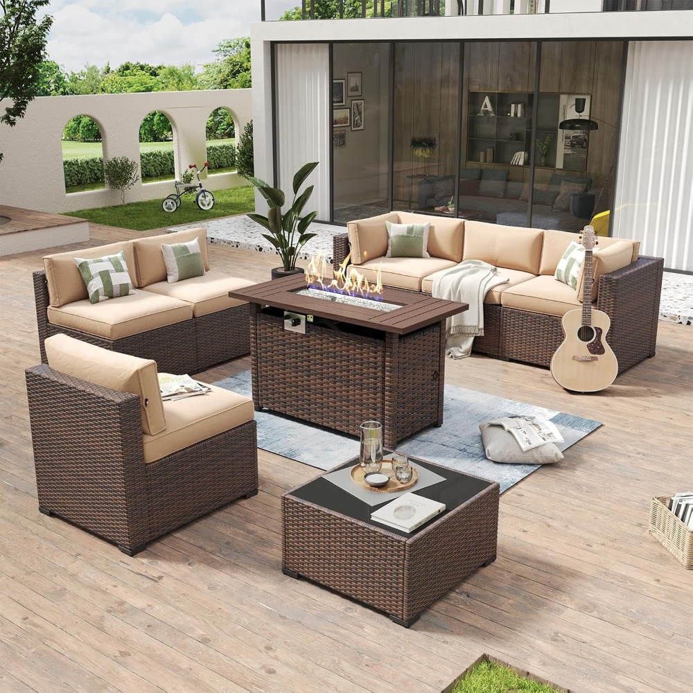 독점 특가 야외 파티오 가구 세트 8종 섹셔널 소파 위 - Outdoor Furniture Fire Pit Set 리뷰 및 가격