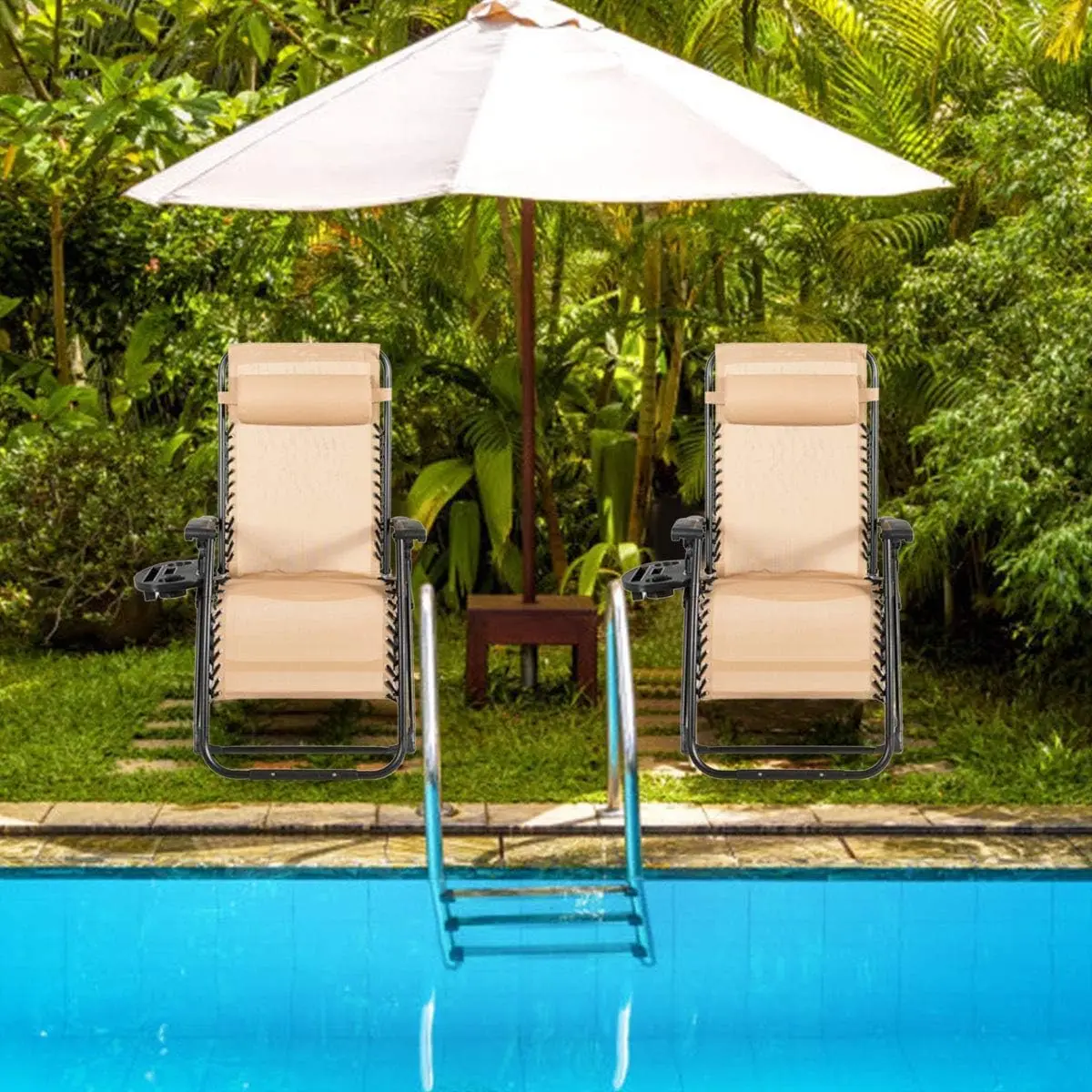 무중력 라운지 의자 2개 세트 (베개 및 컵홀더 포함) - Outdoor Furniture Deals 리뷰 및 가격