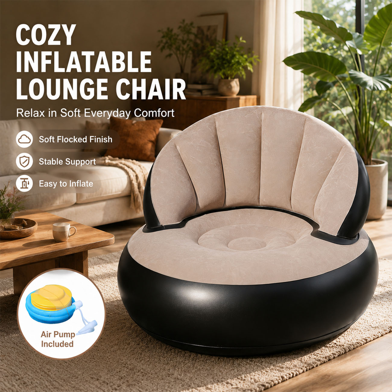 성인용 에어 의자, 플로킹 처리된 편안한 라운지 의자, - Outdoor Furniture Lounge Chair 리뷰 및 가격